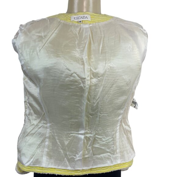 Escada Yellow Textured Tweed Jacket With White Trim Womens Size 38 - Picture 4 of 9
